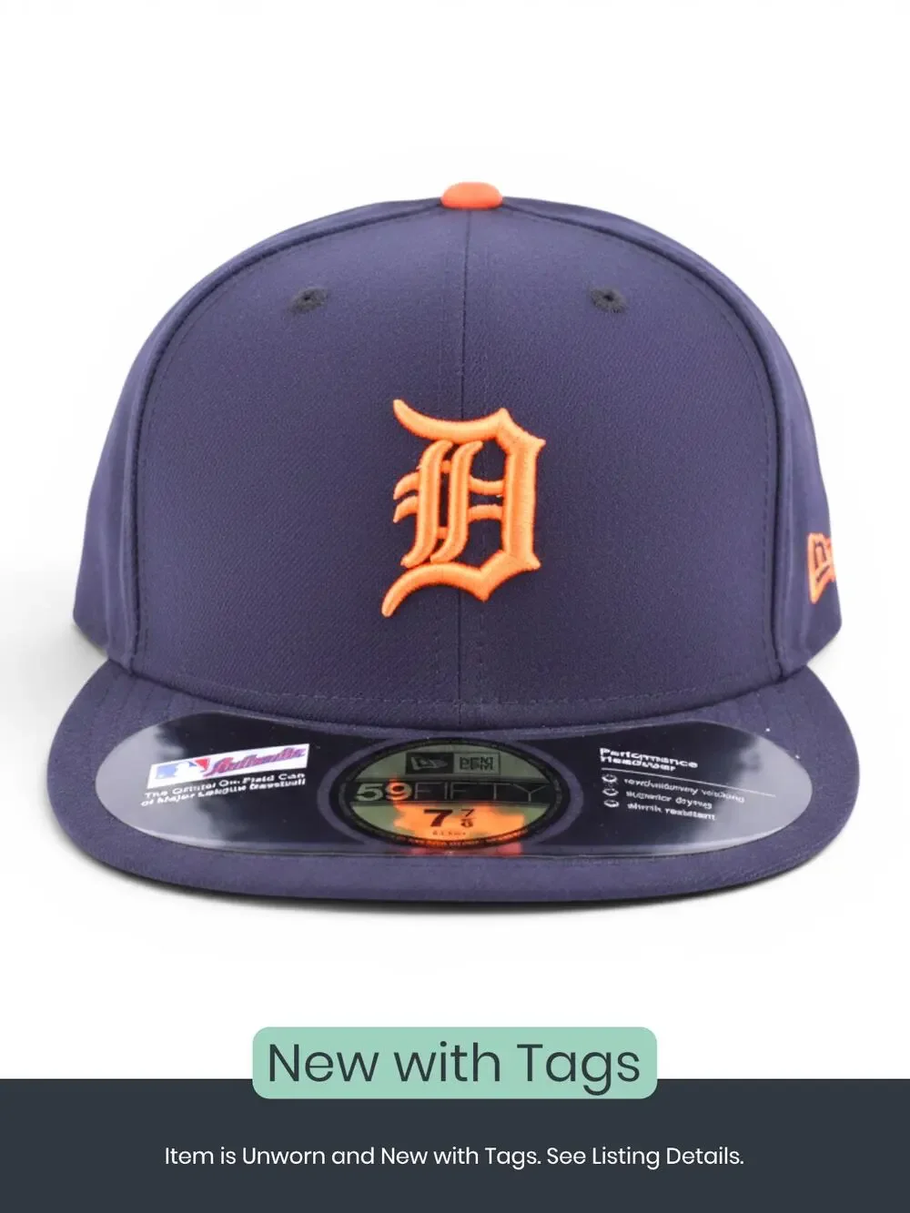 New Era Detroit Tigers Navy Fitted Cap, Size 7 7/8